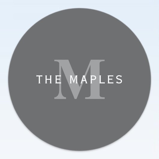 Moderne, stylische dunkelgraue Monogramm und Name Etiketten