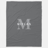Moderne, stylische dunkelgraue Monogramm und Name Fleecedecke (Vorderseite)