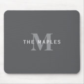 Moderne, stylische dunkelgraue Monogramm und Name Mousepad (Vorne)