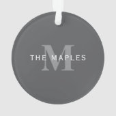 Moderne, stylische dunkelgraue Monogramm und Name Ornament (Rückseite)
