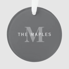 Moderne, stylische dunkelgraue Monogramm und Name Ornament