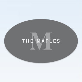 Moderne, stylische dunkelgraue Monogramm und Name Ovaler Aufkleber