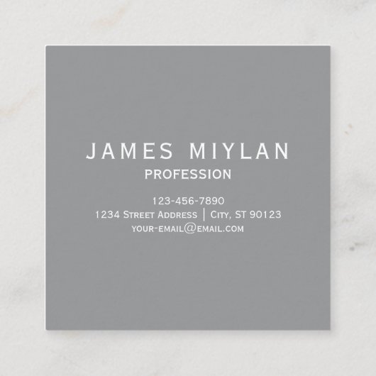 Moderne, stylische dunkelgraue Monogramm und Name Quadratische Visitenkarte (Rückseite)