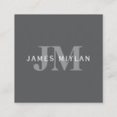 Moderne, stylische dunkelgraue Monogramm und Name Quadratische Visitenkarte (Vorderseite)