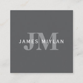 Moderne, stylische dunkelgraue Monogramm und Name Quadratische Visitenkarte