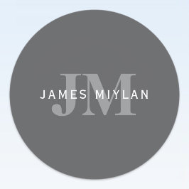 Moderne, stylische dunkelgraue Monogramm und Name Runder Aufkleber