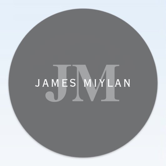 Moderne, stylische dunkelgraue Monogramm und Name Runder Aufkleber