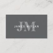 Moderne, stylische dunkelgraue Monogramm und Name Visitenkarte (Vorderseite)