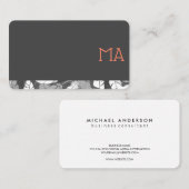 Moderne, stylische Monogram / Gray Feather Trim Visitenkarte (Vorne/Hinten)