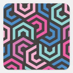 Moderne Stylische Muster - Geometrische Modefarben Quadratischer Aufkleber