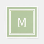 Moderne, stylische Sage Green Custom Monogram Serviette (Vorderseite)
