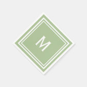Moderne, stylische Sage Green Custom Monogram Serviette (Ecke)