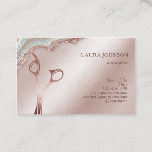 Moderne Stylist Rose Gold Scissance Business Ca Visitenkarte (Rückseite)