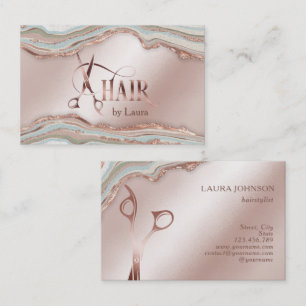 Moderne Stylist Rose Gold Scissance Business Ca Visitenkarte