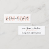 Moderne Stylist-Schrift in Weiß und Pfirsichfarben Mini Visitenkarte (Vorne/Hinten)