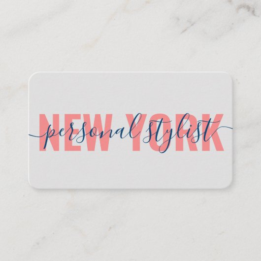 Moderne Stylist-Schriftzeichen in Korallenblau Visitenkarte (Vorderseite)