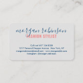 Moderne Stylist-Schriftzeichen in Korallenblau Visitenkarte (Rückseite)