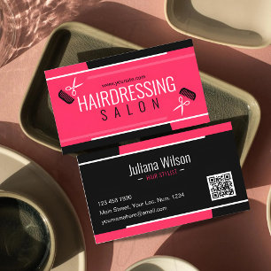 Moderne Stylisten-Marke Luxuriöses Rosa Friseursal Visitenkarte
