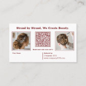 Moderne Stylistin aus Burgund und Weißem Hochzeits Empfehlungskarte (Vorderseite)