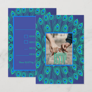MODERNE STYLIZIERTE PEACOCK BIRD FEATHER PATTERBLA EINLADUNG