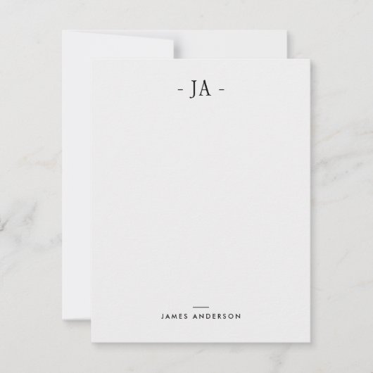 Moderne, subtile Mit Monogramm Anfangs- und Namens Mitteilungskarte (Vorderseite)