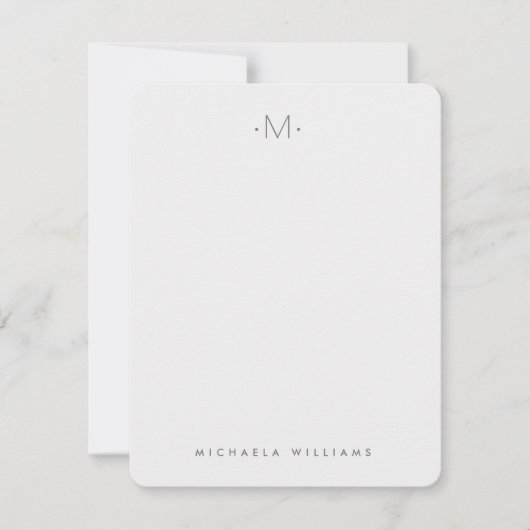 Moderne, subtile Mit Monogramm Anfangs- und Namens Mitteilungskarte (Vorderseite)