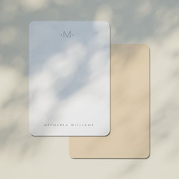 Moderne, subtile Mit Monogramm Initial- und Namens Mitteilungskarte