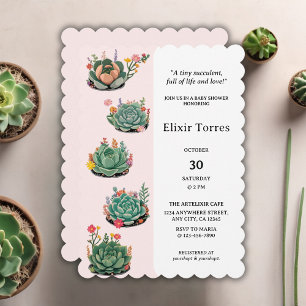 Moderne Succulent-Kaktus-Baby-Party Einladung
