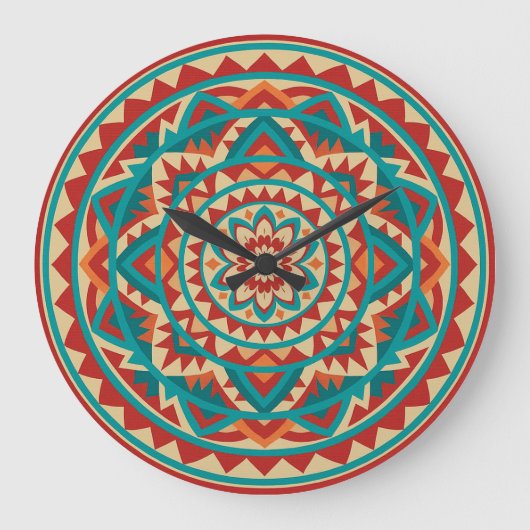 Moderne Südwest-Mandala Große Wanduhr (Vorderseite)