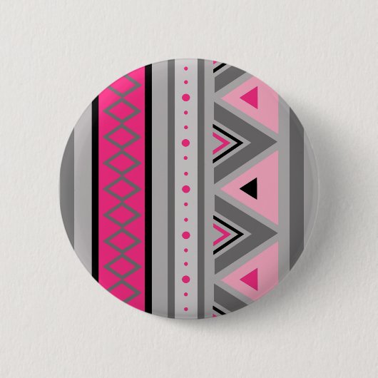Moderne Südwestgeometrie, Rosa und Grau Button (Vorderseite)