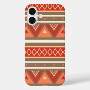 Moderne Südwestgeometrie, Taupe & Orange iPhone 16 Plus Hülle