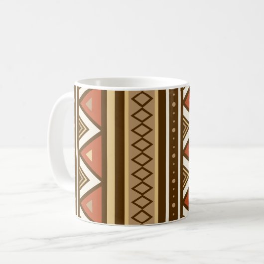 Moderne südwestliche Geometrie, braun, Tan & Rust Kaffeetasse (Vorderseite Links)