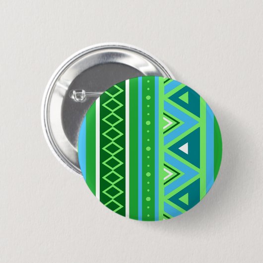 Moderne südwestliche Geometrie, Grün und Aqua Button (Vorne & Hinten)