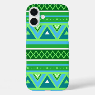 Moderne südwestliche Geometrie, Grün und Aqua iPhone 16 Plus Hülle