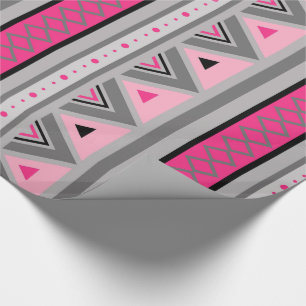 Moderne südwestliche Geometrie, Rosa und Grau Geschenkpapier