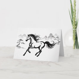 Moderne Sumi-E-Tinte | Chinesisches Jahr des Pferd Feiertagskarte