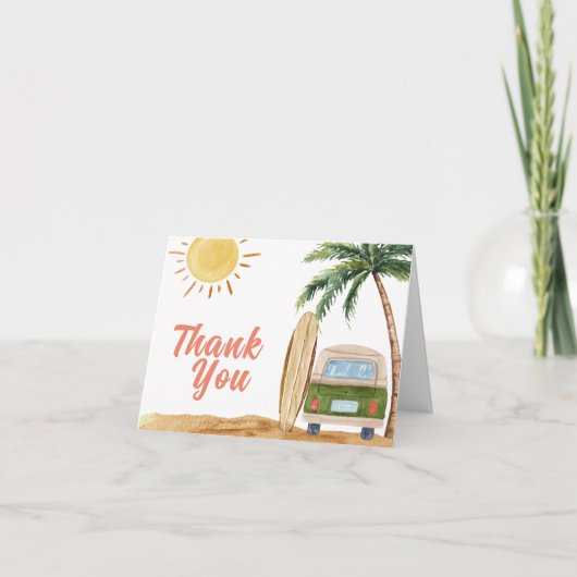 Moderne Summer Boho Surf Beach Van Baby Dusche Dankeskarte (Vorderseite)