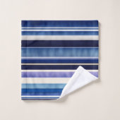 Moderne Summer Navy Blue Boat Stripes Collection Badhandtuch Set (Waschlappen)