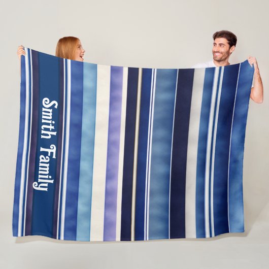 Moderne Summer Navy Blue Boat Stripes Collection Fleecedecke (Beispiel)