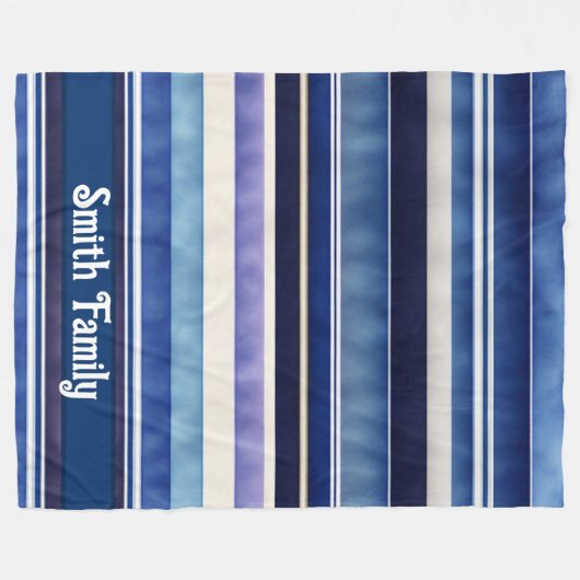 Moderne Summer Navy Blue Boat Stripes Collection Fleecedecke (Vorderseite (Horizontal))