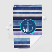 Moderne Summer Navy Blue Boat Stripes Collection Golfhandtuch (Insitu)