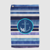 Moderne Summer Navy Blue Boat Stripes Collection Golfhandtuch (Vorderseite)