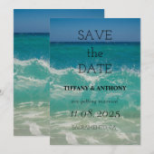 Moderne Summer Ocean Beach Hochzeit Save The Date (Vorne/Hinten)