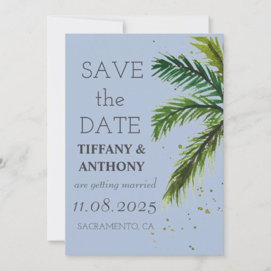 Moderne Summer Ocean Beach Hochzeit Save The Date (Vorderseite)
