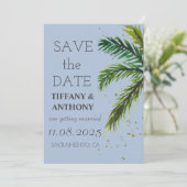 Moderne Summer Ocean Beach Hochzeit Save The Date (Stehend Vorderseite)