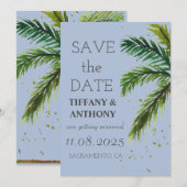 Moderne Summer Ocean Beach Hochzeit Save The Date (Vorne/Hinten)