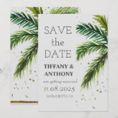 Moderne Summer Ocean Beach Hochzeit Save The Date (Vorne/Hinten)