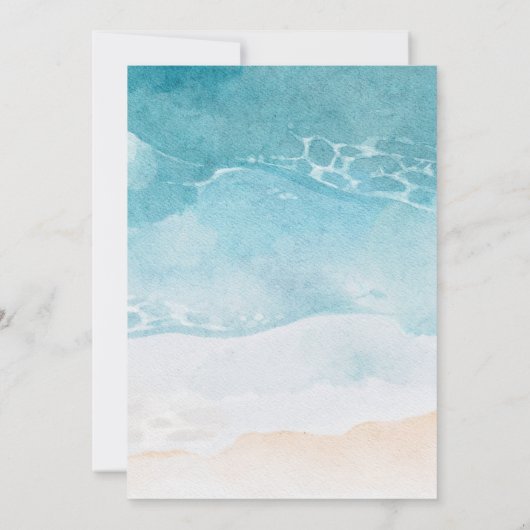 Moderne Summer Ocean Beach Hochzeit Save The Date (Rückseite)