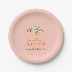 Moderne Summer Orange Citrus Baby Dusche Pappteller