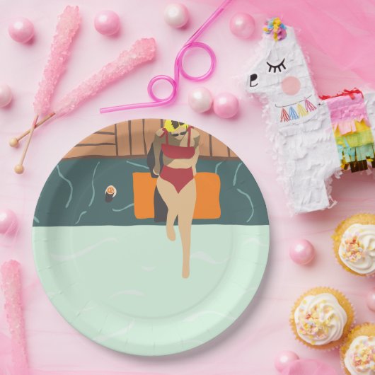 Moderne Summer Themed Pool Party Papiertafel Pappteller (Party)
